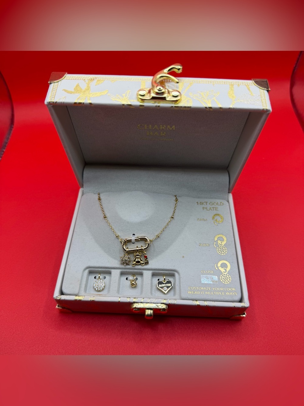 Charm Bar 14K Gold Plate Multi-Charm Necklace Set - Gold